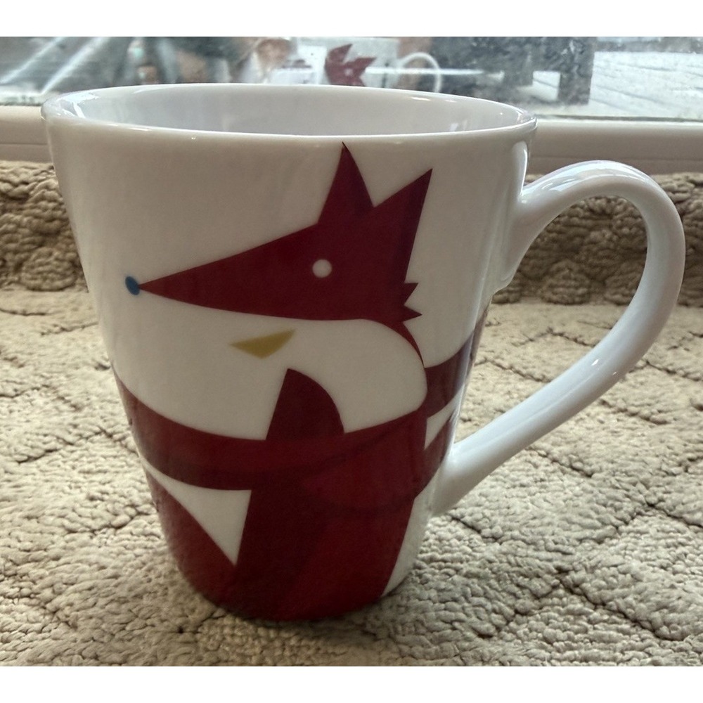 2012 STARBUCKS Red Fox & Bird Tea Coffee Cup Mug Holiday Collectible